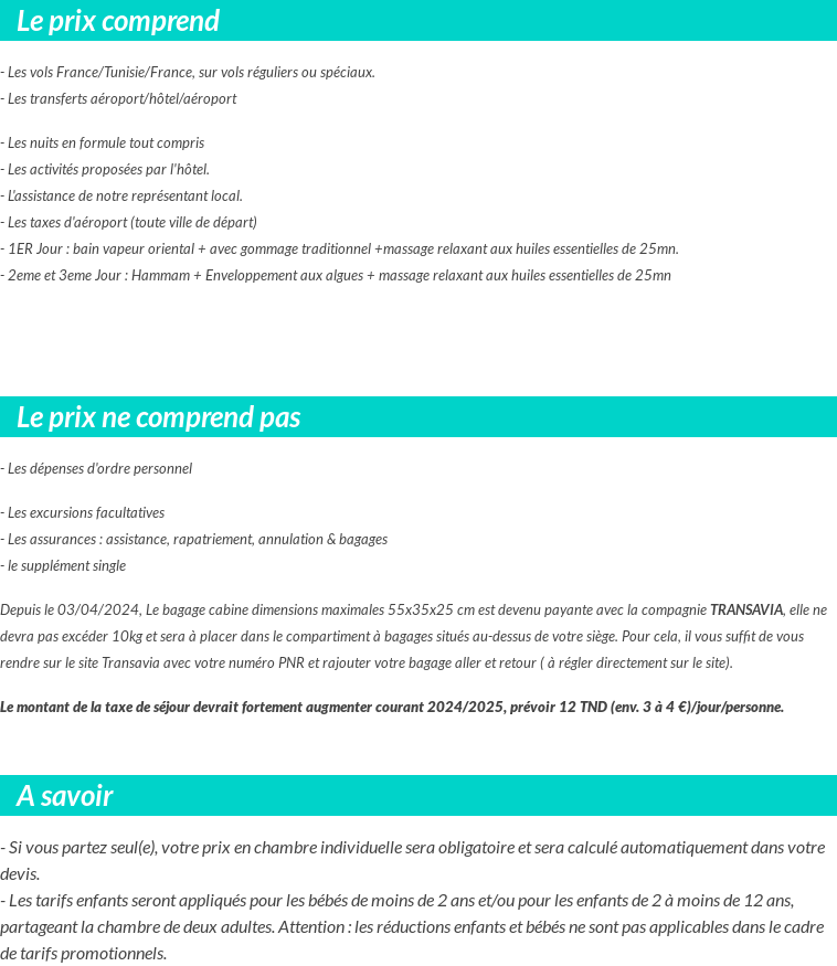 Conditions tarifaires