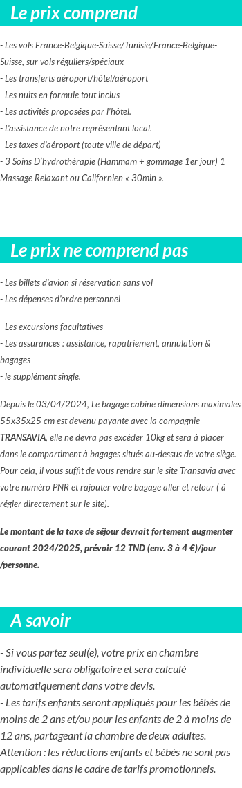 Conditions tarifaires