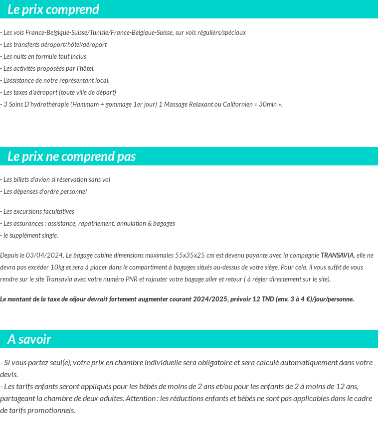 Conditions tarifaires