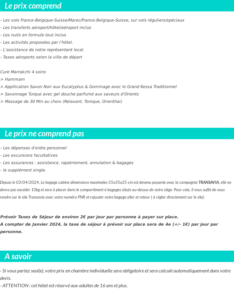 Conditions tarifaires