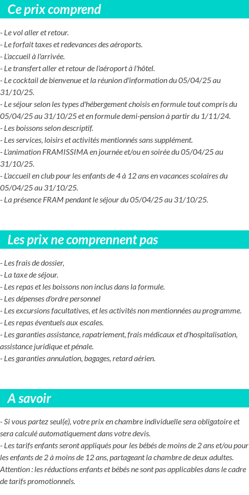 Conditions tarifaires