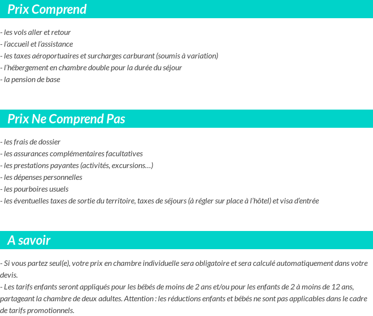 Conditions tarifaires
