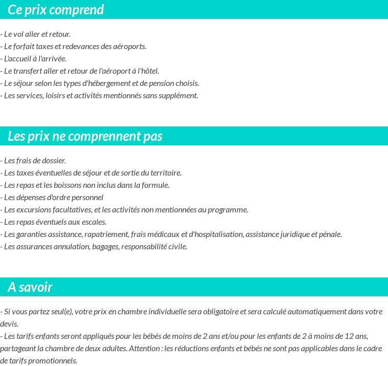 Conditions tarifaires