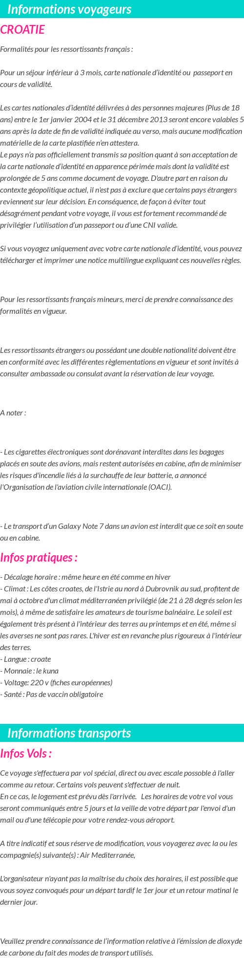 Formalités et infos voyageurs