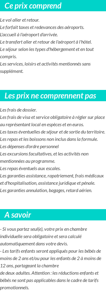 Conditions tarifaires