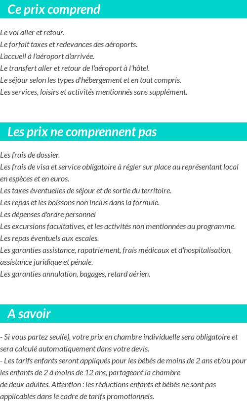 Conditions tarifaires
