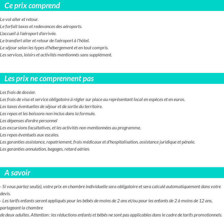 Conditions tarifaires
