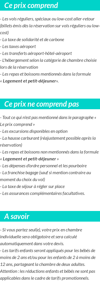 Conditions tarifaires