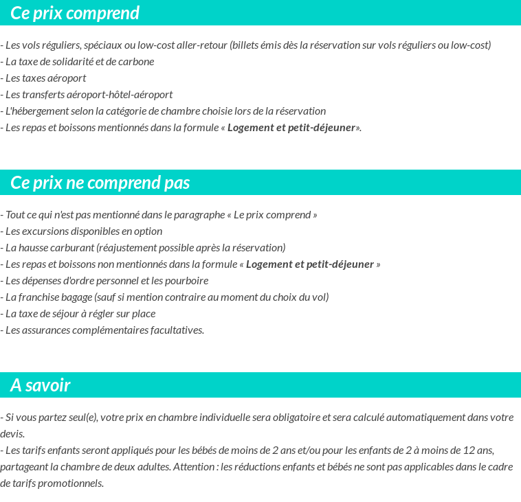 Conditions tarifaires