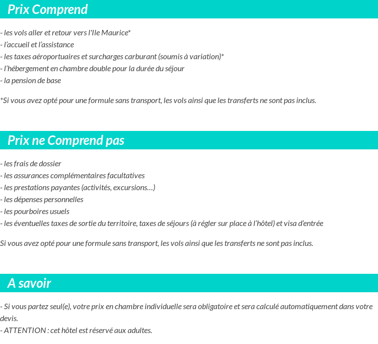 Conditions tarifaires