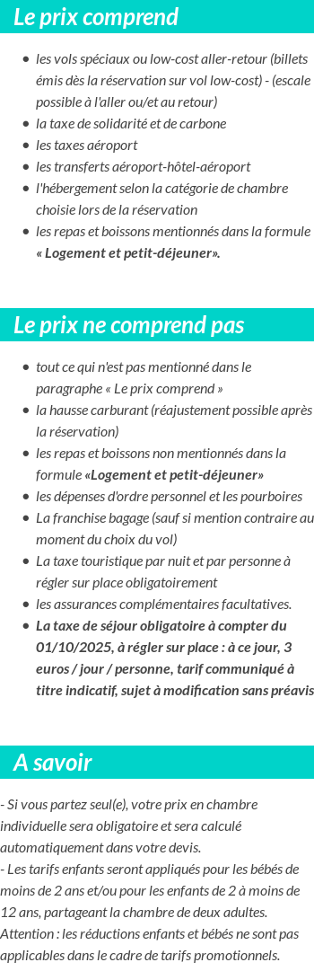 Conditions tarifaires