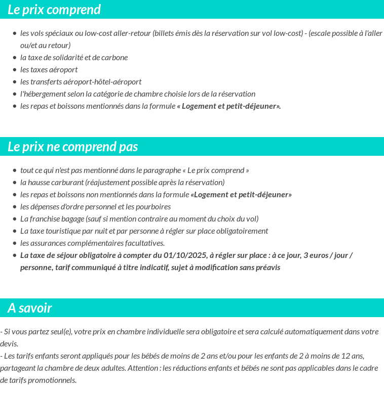 Conditions tarifaires