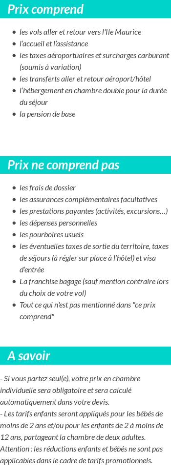 Conditions tarifaires