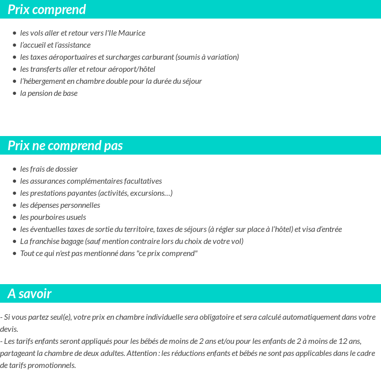 Conditions tarifaires