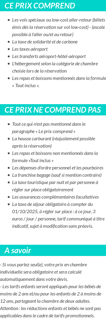 Conditions tarifaires