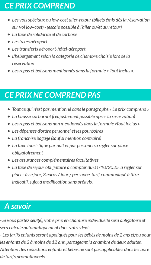 Conditions tarifaires