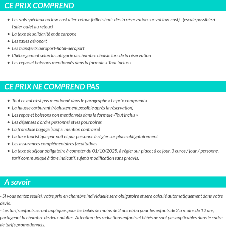 Conditions tarifaires
