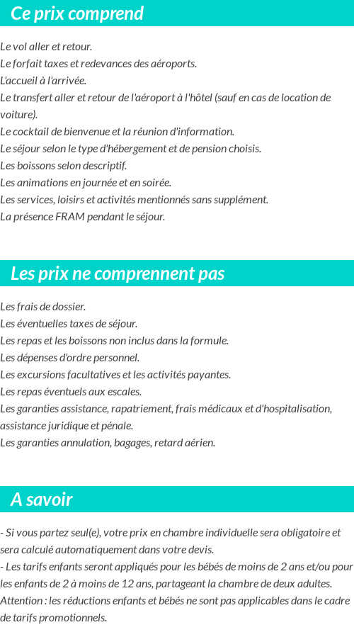 Conditions tarifaires