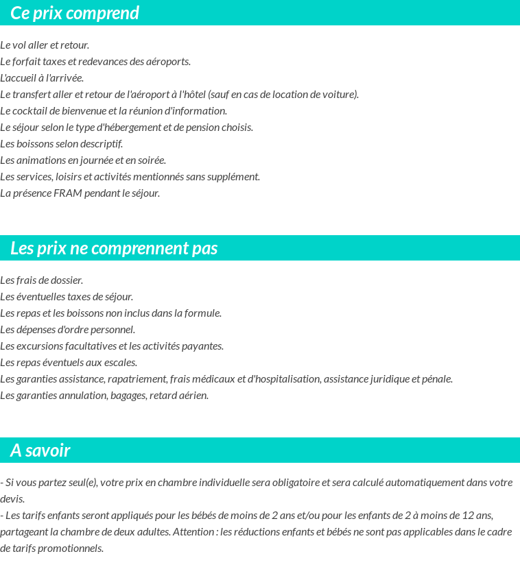 Conditions tarifaires