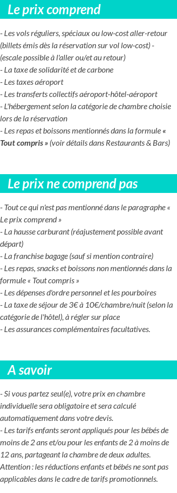 Conditions tarifaires