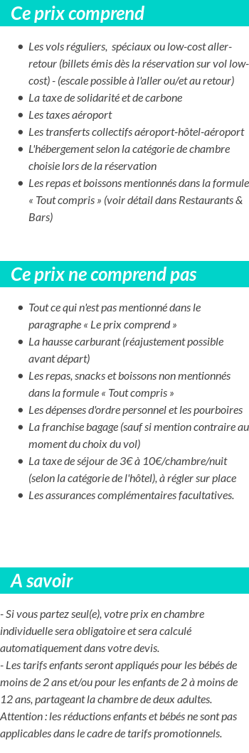 Conditions tarifaires