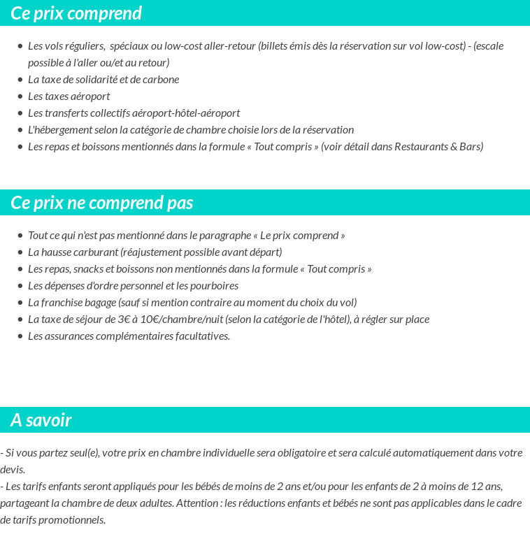 Conditions tarifaires