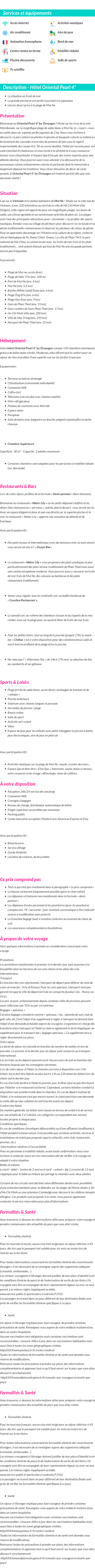 Détails du séjour