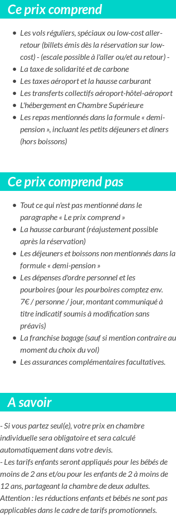 Conditions tarifaires