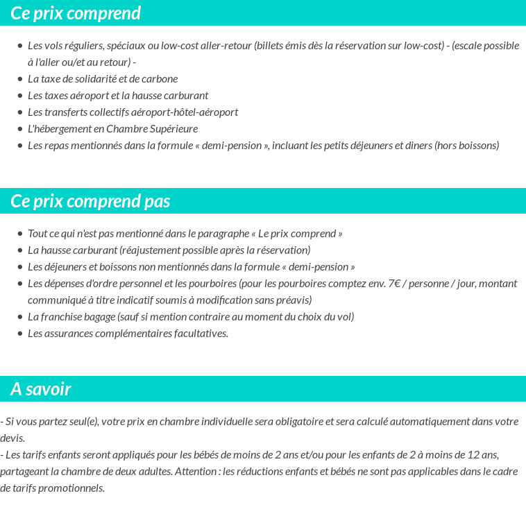 Conditions tarifaires