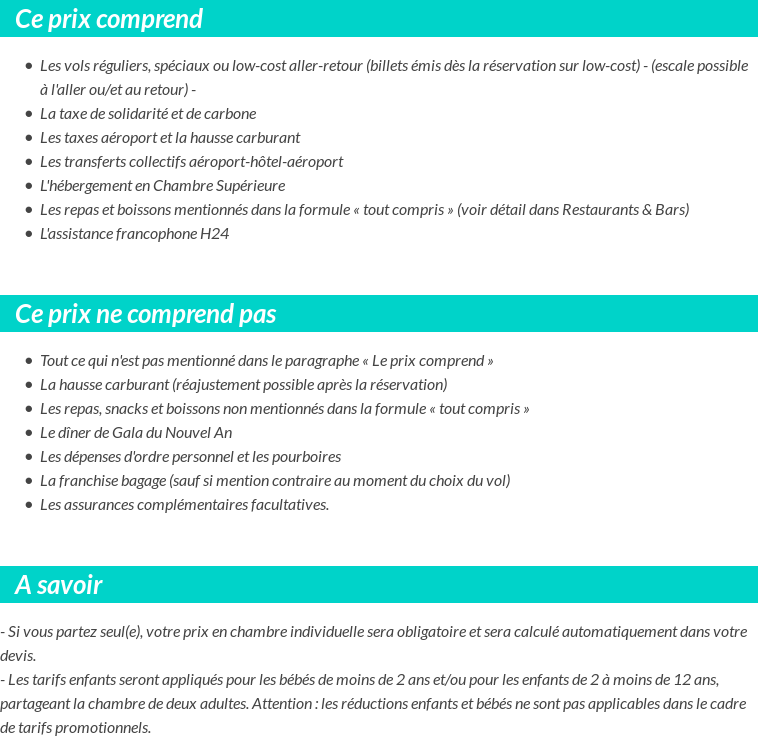 Conditions tarifaires