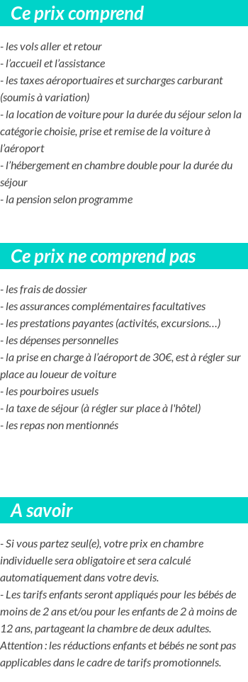 Conditions tarifaires