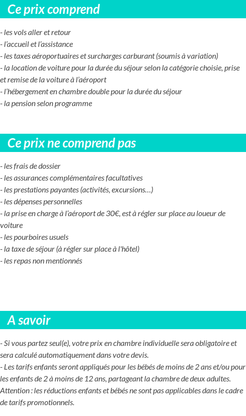 Conditions tarifaires