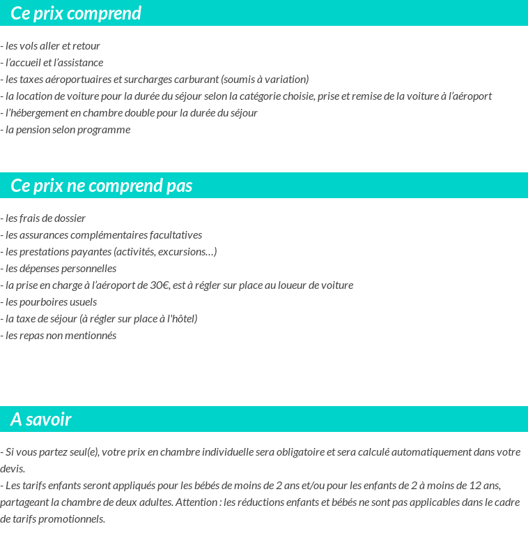 Conditions tarifaires