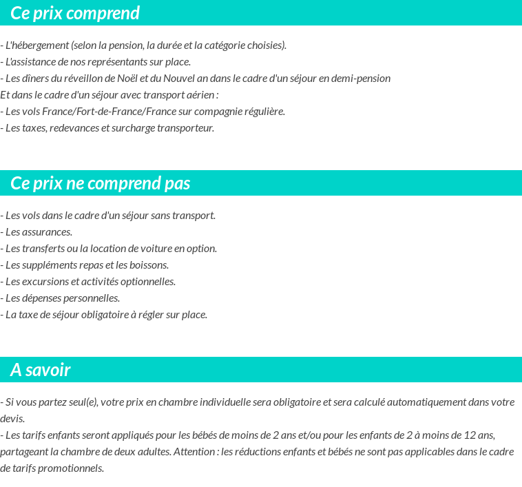 Conditions tarifaires