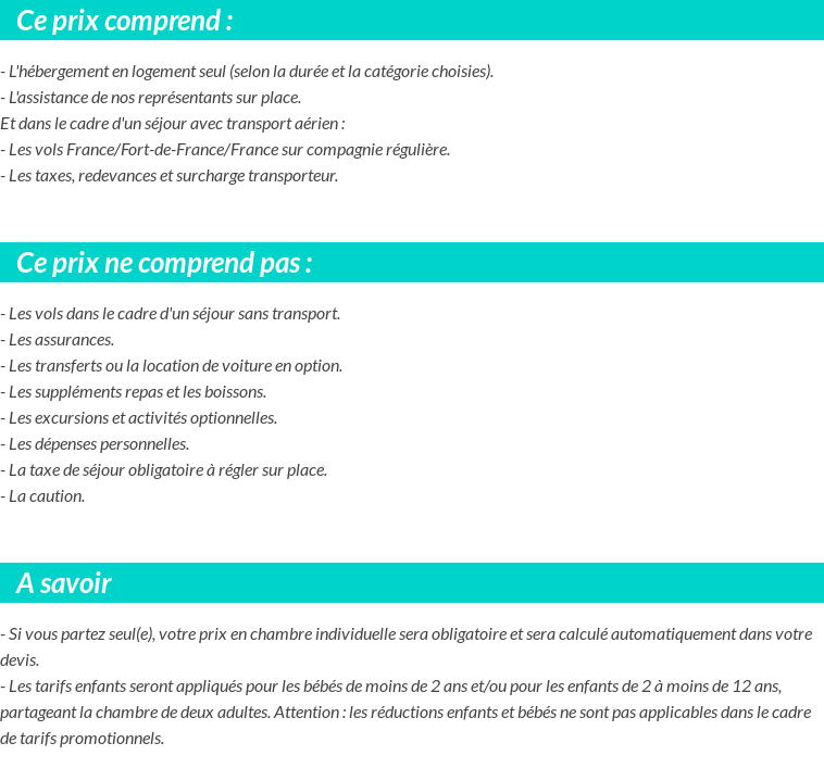 Conditions tarifaires