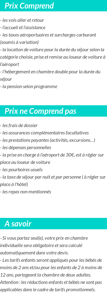 Conditions tarifaires