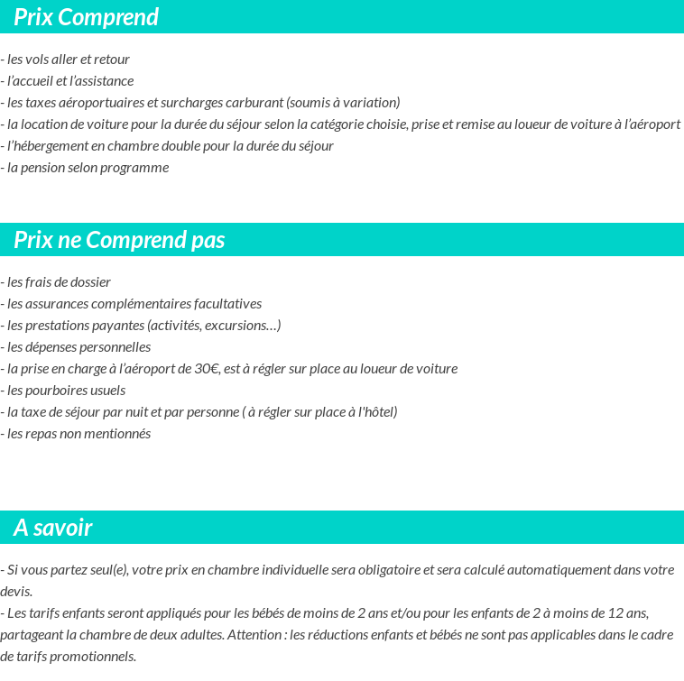 Conditions tarifaires