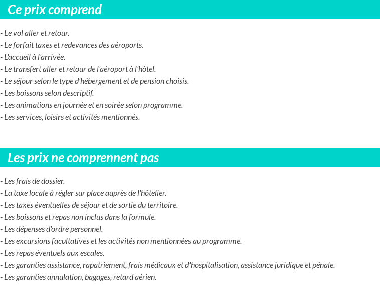 Conditions tarifaires