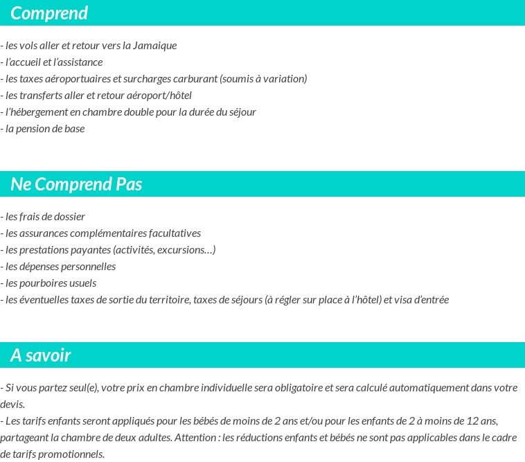 Conditions tarifaires