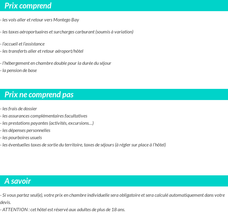 Conditions tarifaires