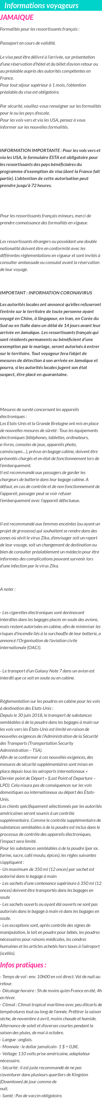 Formalités et infos voyageurs