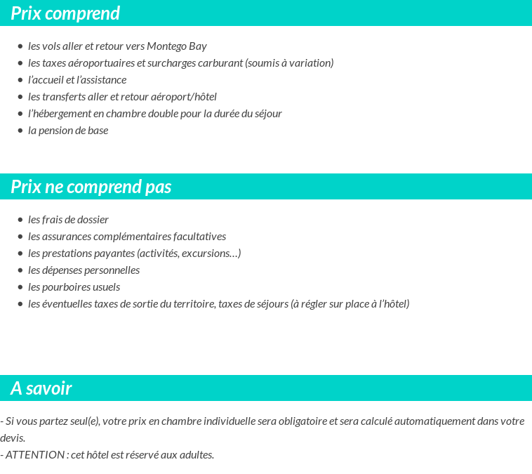 Conditions tarifaires