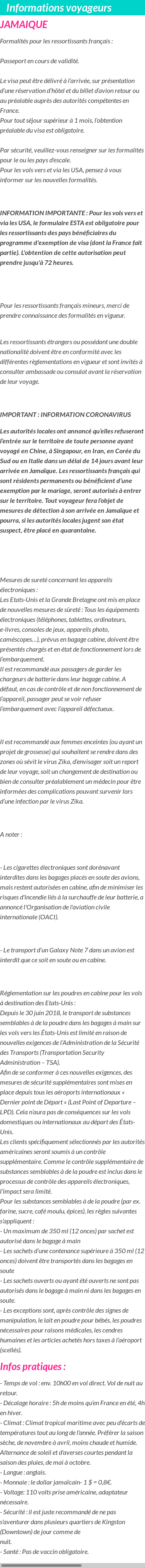 Formalités et infos voyageurs