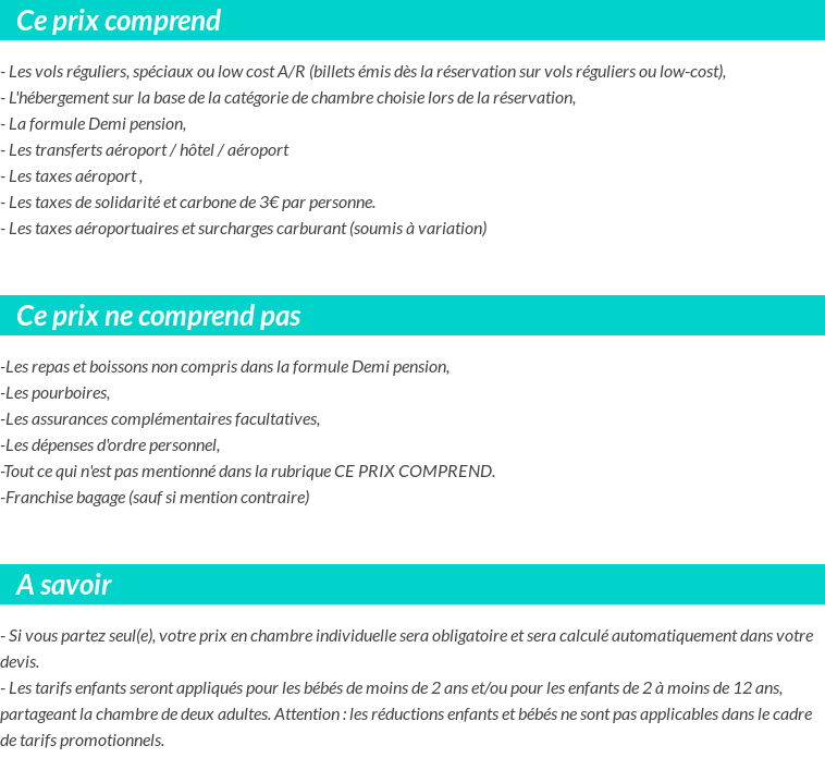 Conditions tarifaires