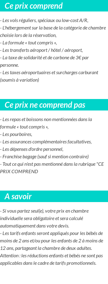 Conditions tarifaires