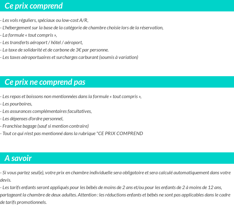Conditions tarifaires