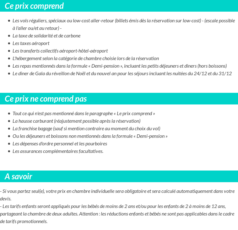 Conditions tarifaires