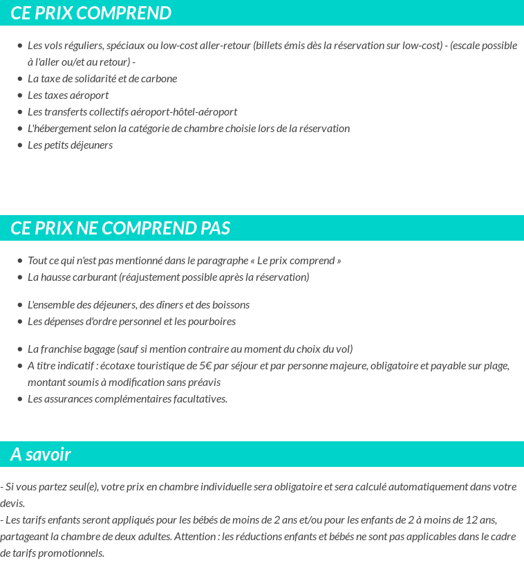 Conditions tarifaires