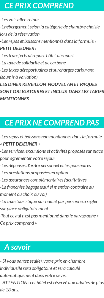 Conditions tarifaires