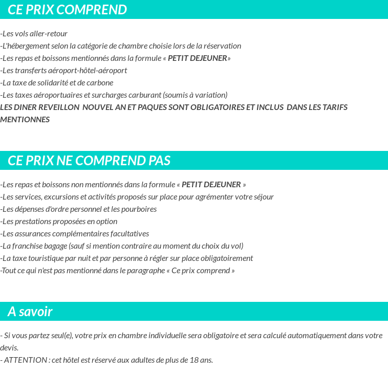 Conditions tarifaires